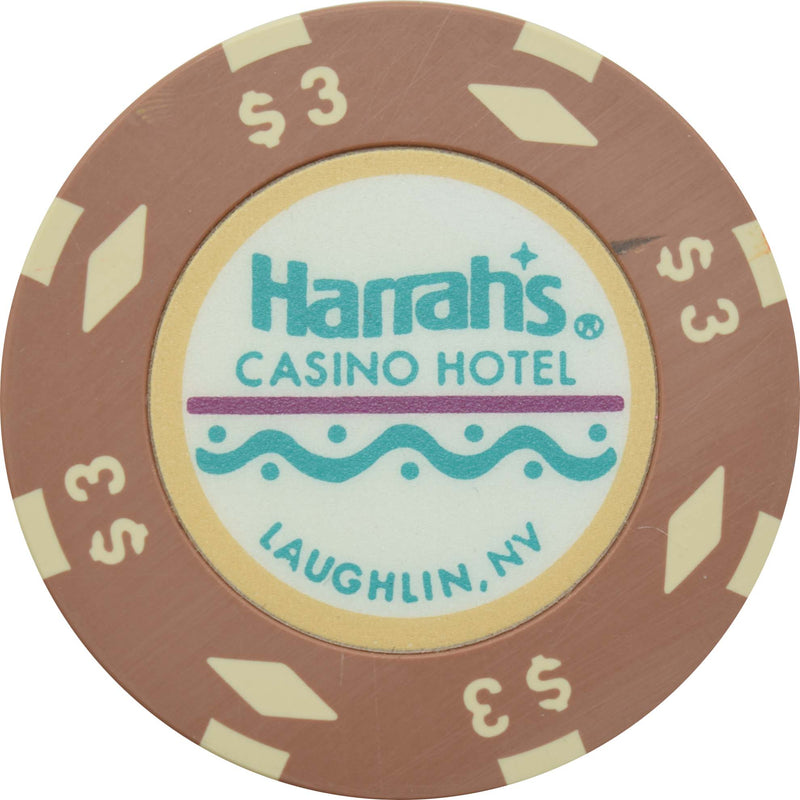Harrah's Casino Laughlin Nevada $3 Bud Jones Chip 1990