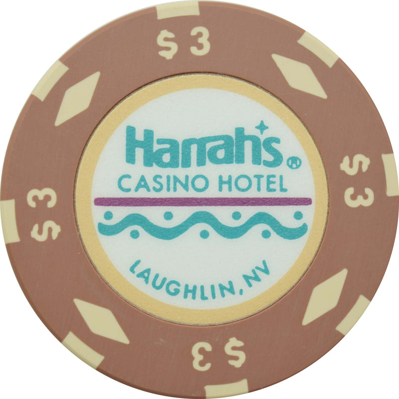 Harrah's Casino Laughlin Nevada $3 Bud Jones Chip 1990