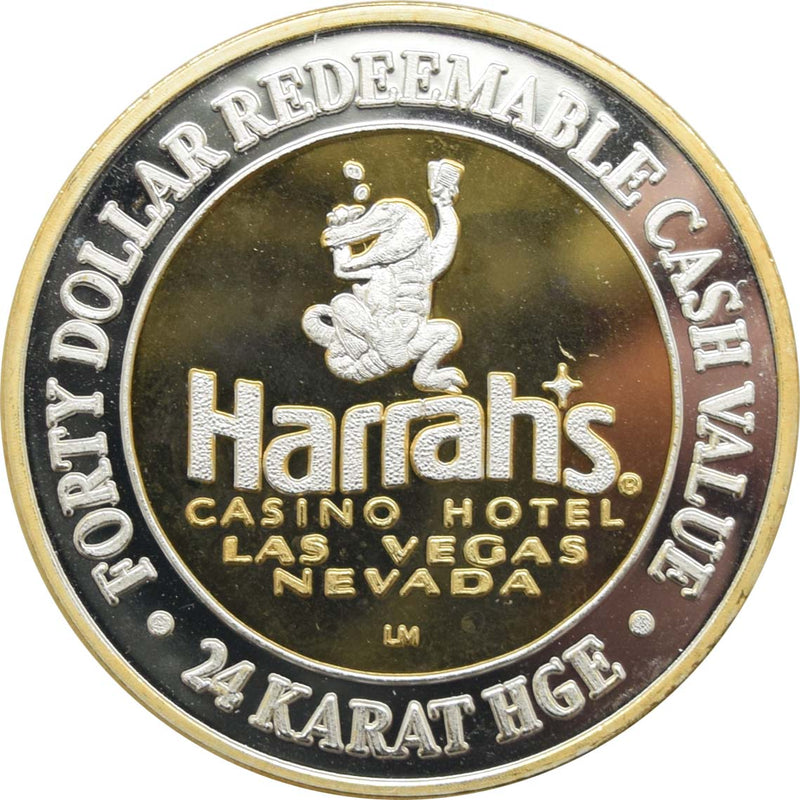 Harrah's Casino Las Vegas Nevada $40 Bourbon Street 24 Karat HGE .999 Fine Silver Token 1995