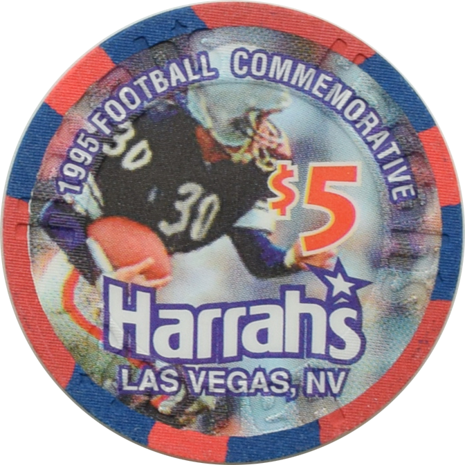 Harrah's Casino Las Vegas Nevada $5 Football Commemorative Chip 1995