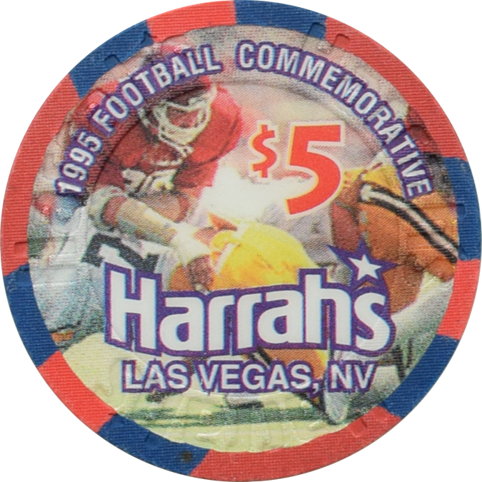 Harrah's Casino Las Vegas Nevada $5 Football Commemorative Chip 1995