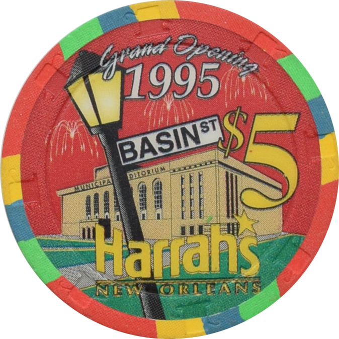 Harrah's Casino New Orleans Louisiana $5 Grand Opening Chip 1995