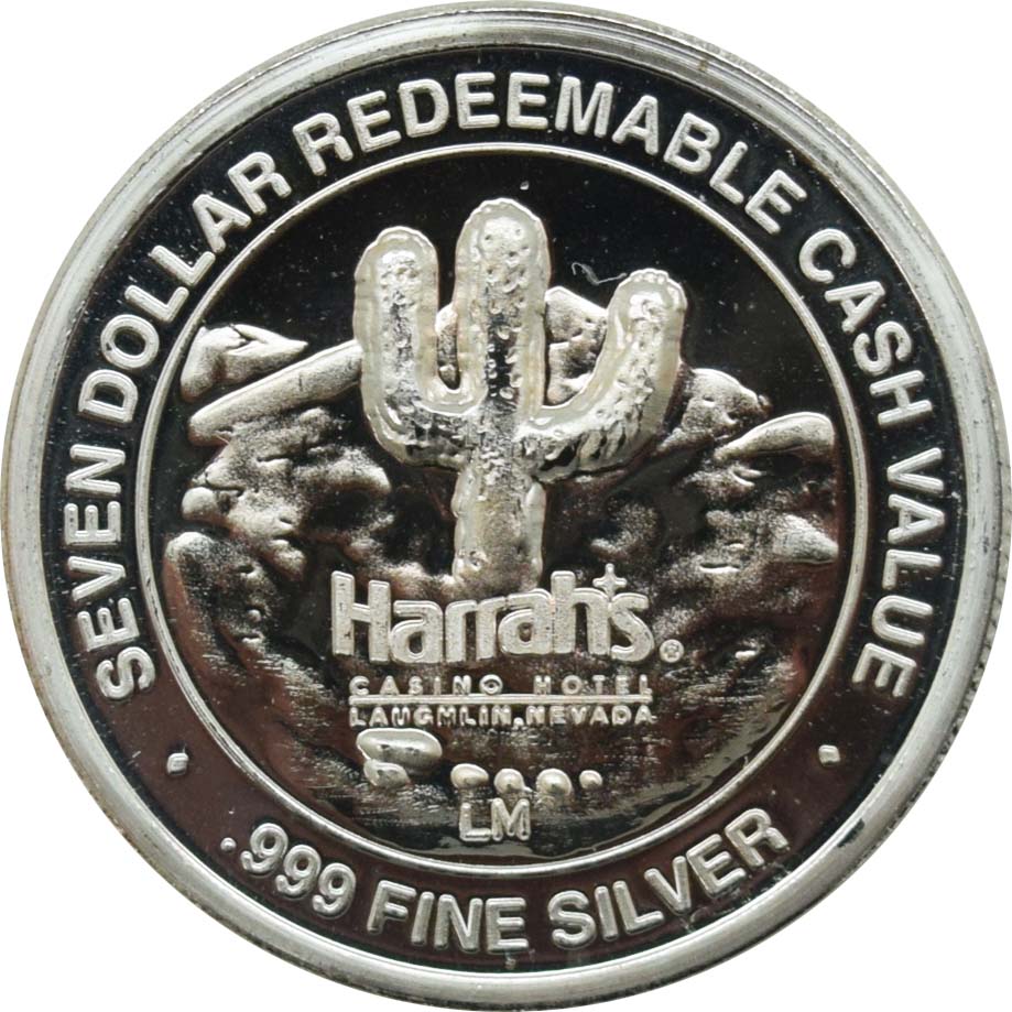 Harrah's Casino Laughlin Nevada $7 Cactus .999 Fine Silver Token 1993