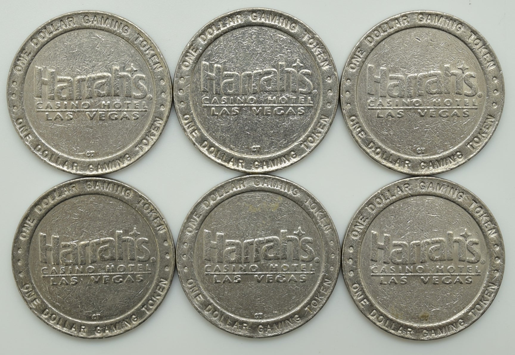 Harrah's Casino Las Vegas NV Set of 6 $1 Tokens 1992