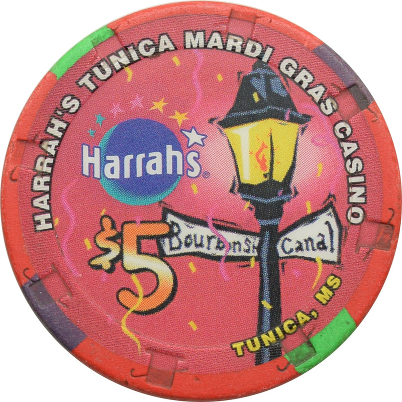 Harrahs Casino Tunica Mississippi $5 Chip Mardi Gras
