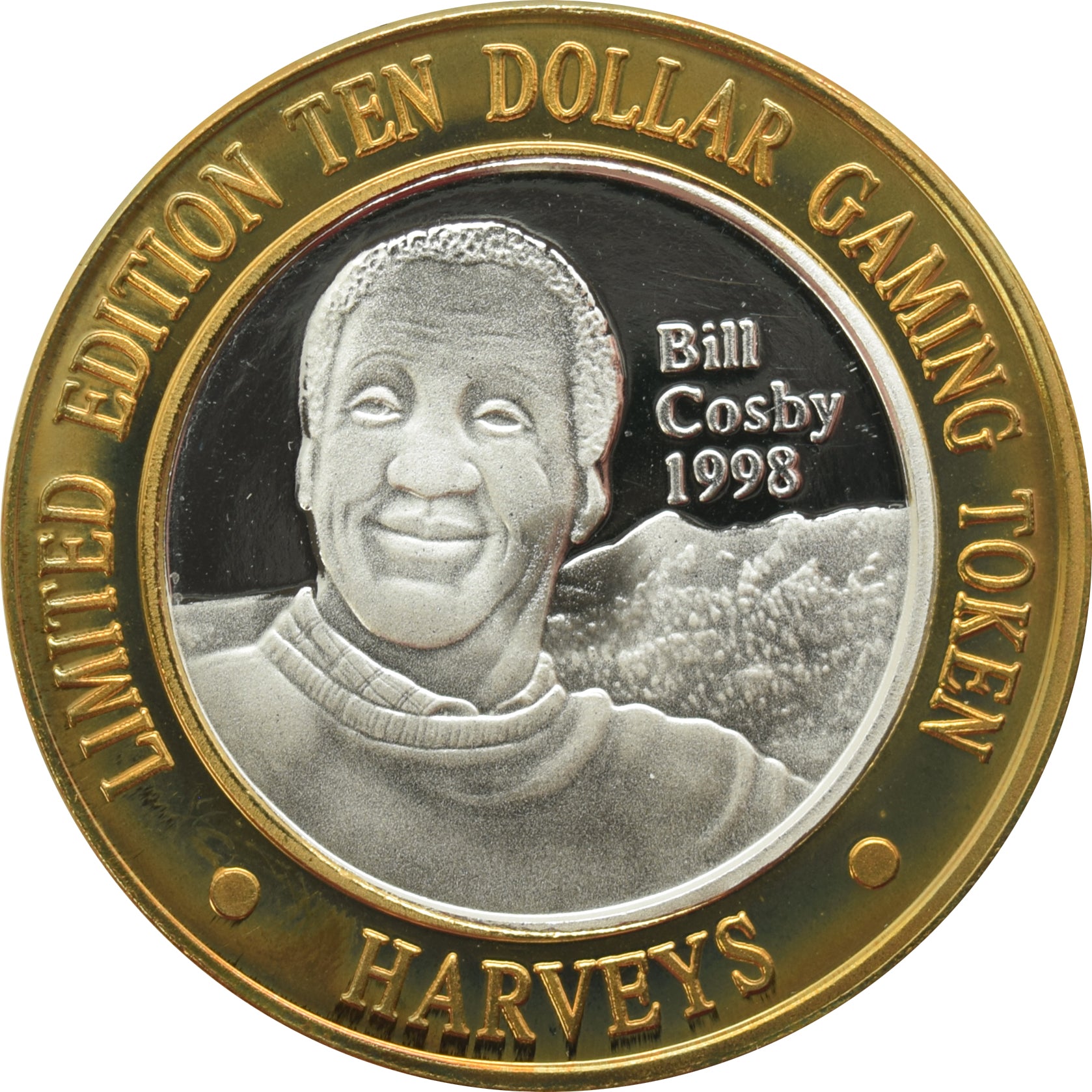 Harvey's Casino Lake Tahoe "Bill Cosby" $10 Silver Strike .999 Fine Silver 1998