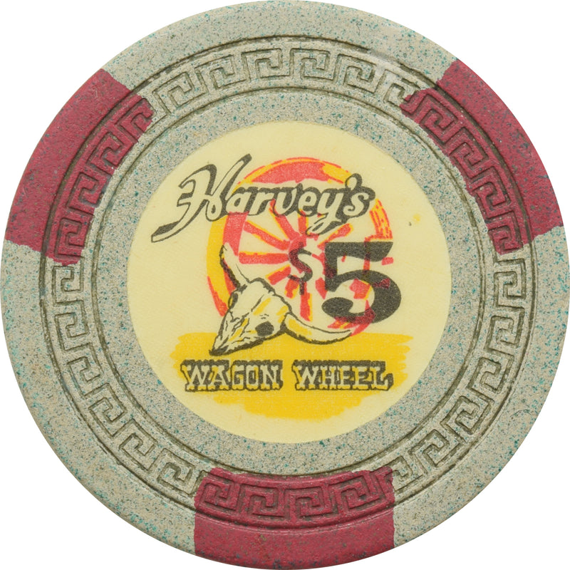 Harvey's Wagon Wheel Casino Lake Tahoe Nevada $5 Chip 1960