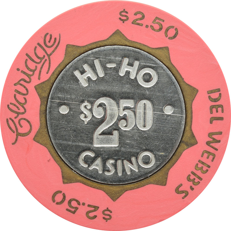 Claridge Hi Ho Del Webb's Casino Atlantic City New Jersey $2.50 Chip