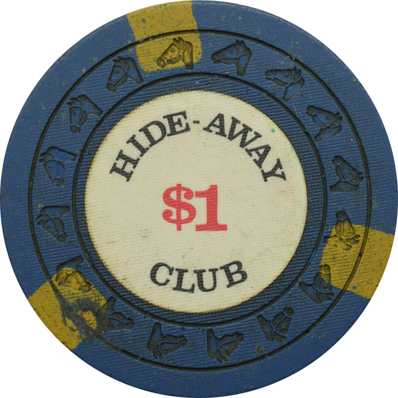 Hide-Away Club Card Room Petaluma California $1 Chip