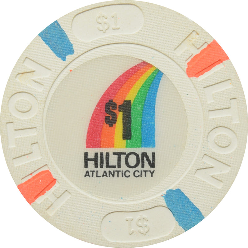 Atlantic City Hilton Casino Atlantic City NJ $1 Chip (Rainbow)
