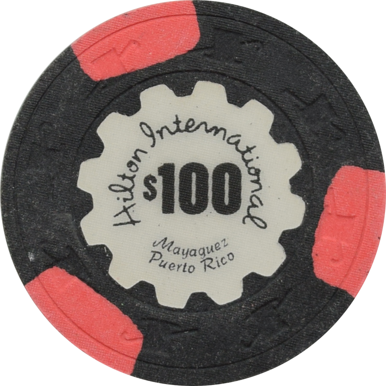 Hilton International Casino Mayaguez Puerto Rico $100 (3 Red) Chip