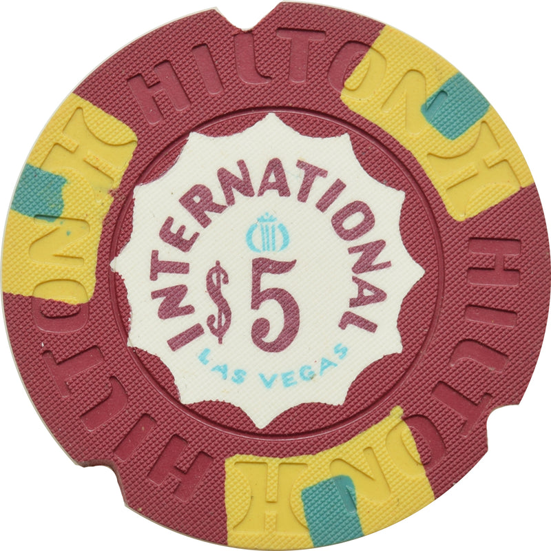 Hilton International Casino Las Vegas Nevada $5 Notched Chip 1970