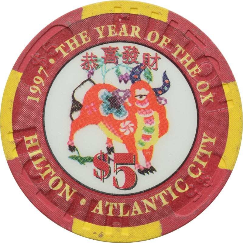 Hilton Casino Atlantic City New Jersey $5 Year of the Ox Chip