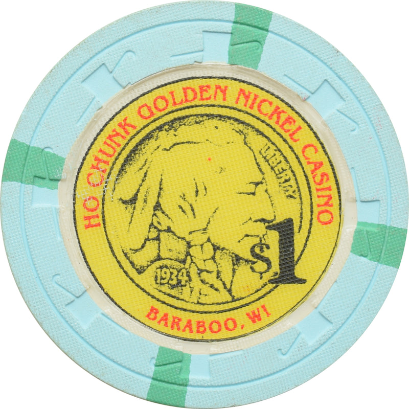 Ho Chunk Golden Nickel Casino Baraboo Wisconsin $1 Chip