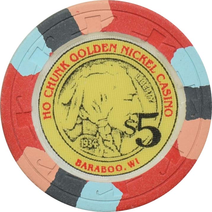 Ho Chunk Golden Nickel Casino Baraboo Wisconsin $5 Chip