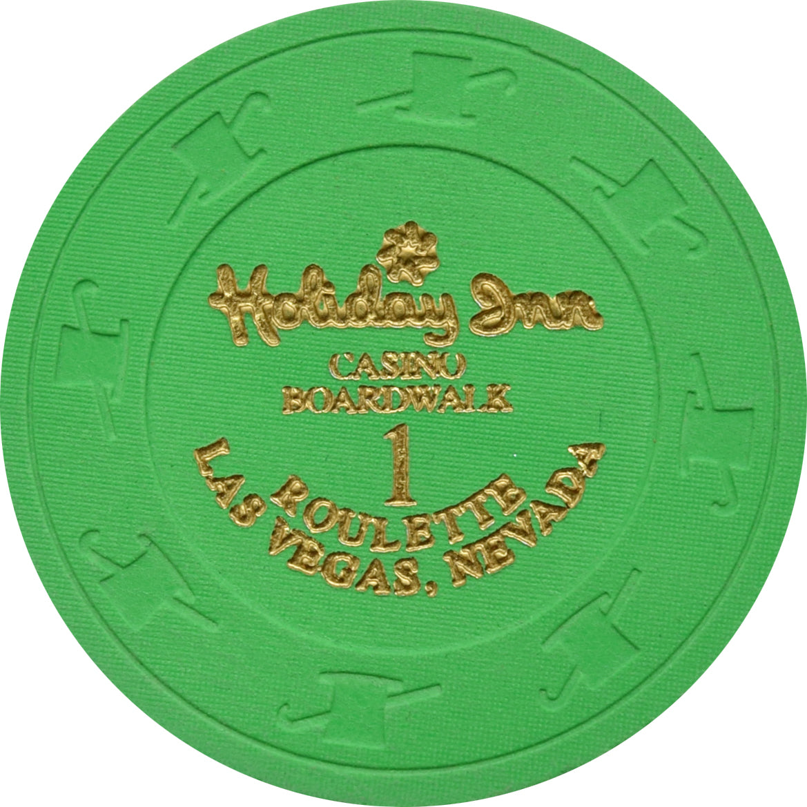 Holiday Inn Casino Boardwalk Green Roulette 1 Chip Las Vegas Nevada 1995