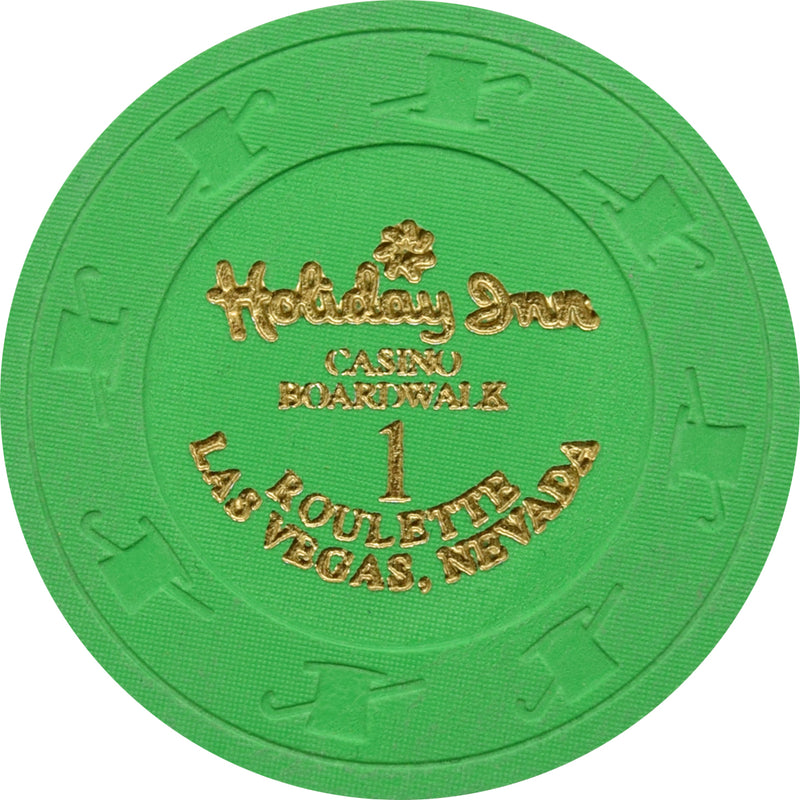 Holiday Inn Casino Boardwalk Green Roulette 1 Chip Las Vegas Nevada 1995