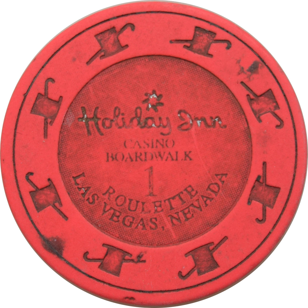 Holiday Inn Casino Boardwalk Hot Pink Roulette 1 Chip Las Vegas Nevada 1995