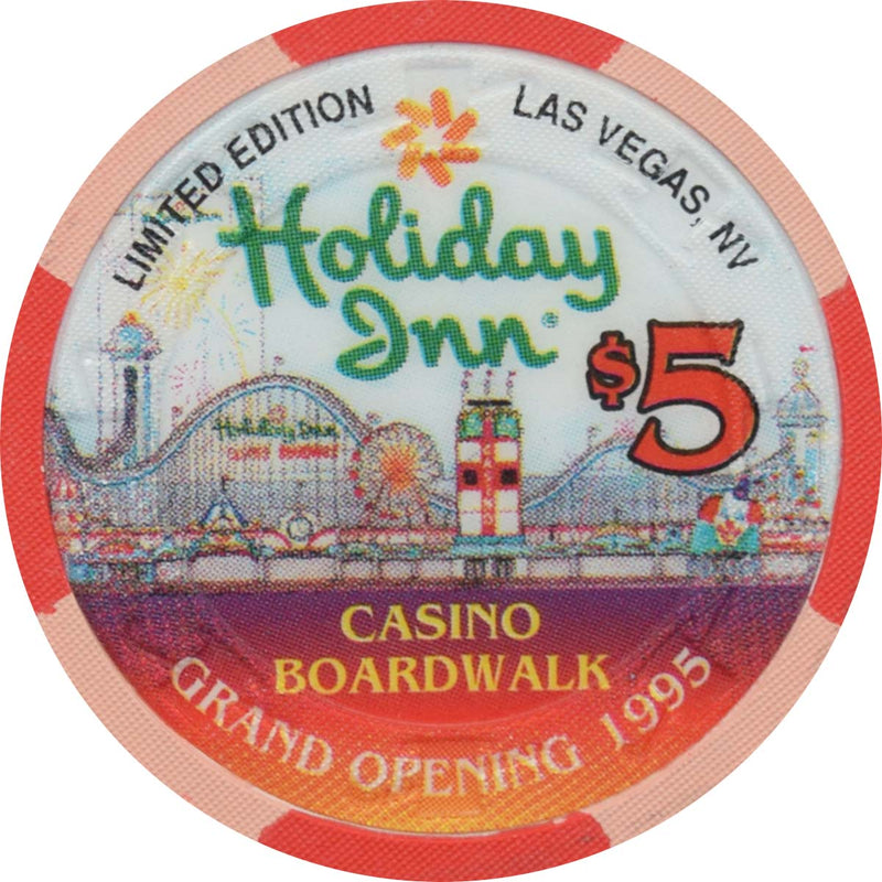 Holiday Inn Casino Boardwalk Las Vegas Nevada $5 Grand Opening at Bottom Chip 1995