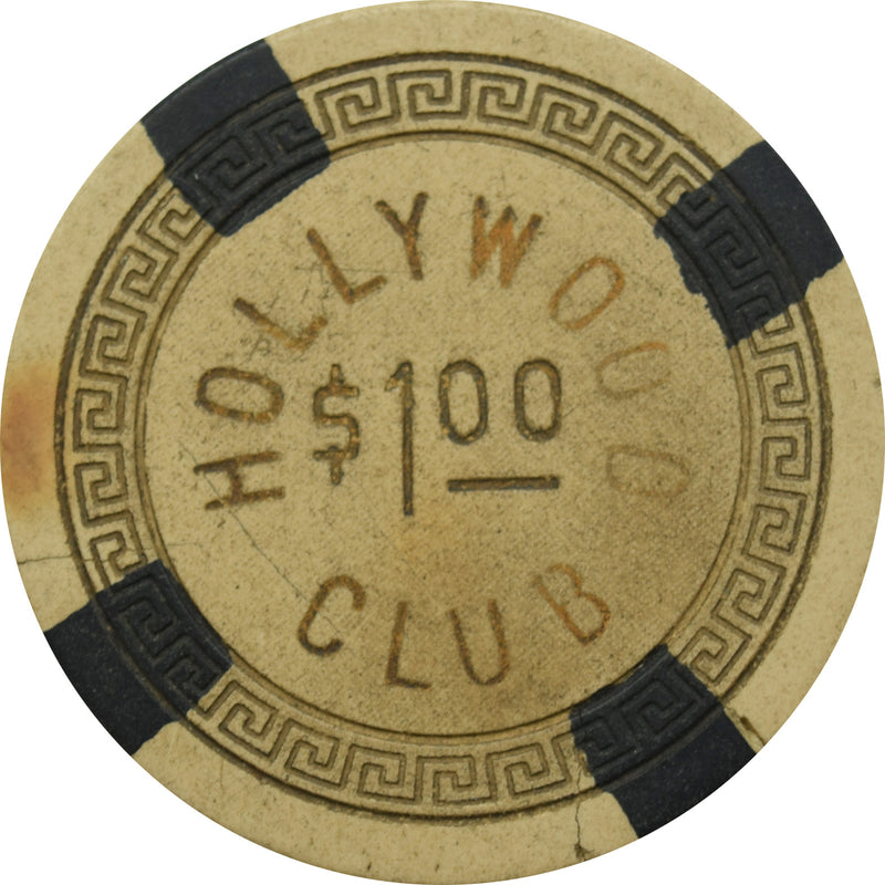 Hollywood Club Illegal Casino Toledo Ohio $1 Black Edge Spots Chip