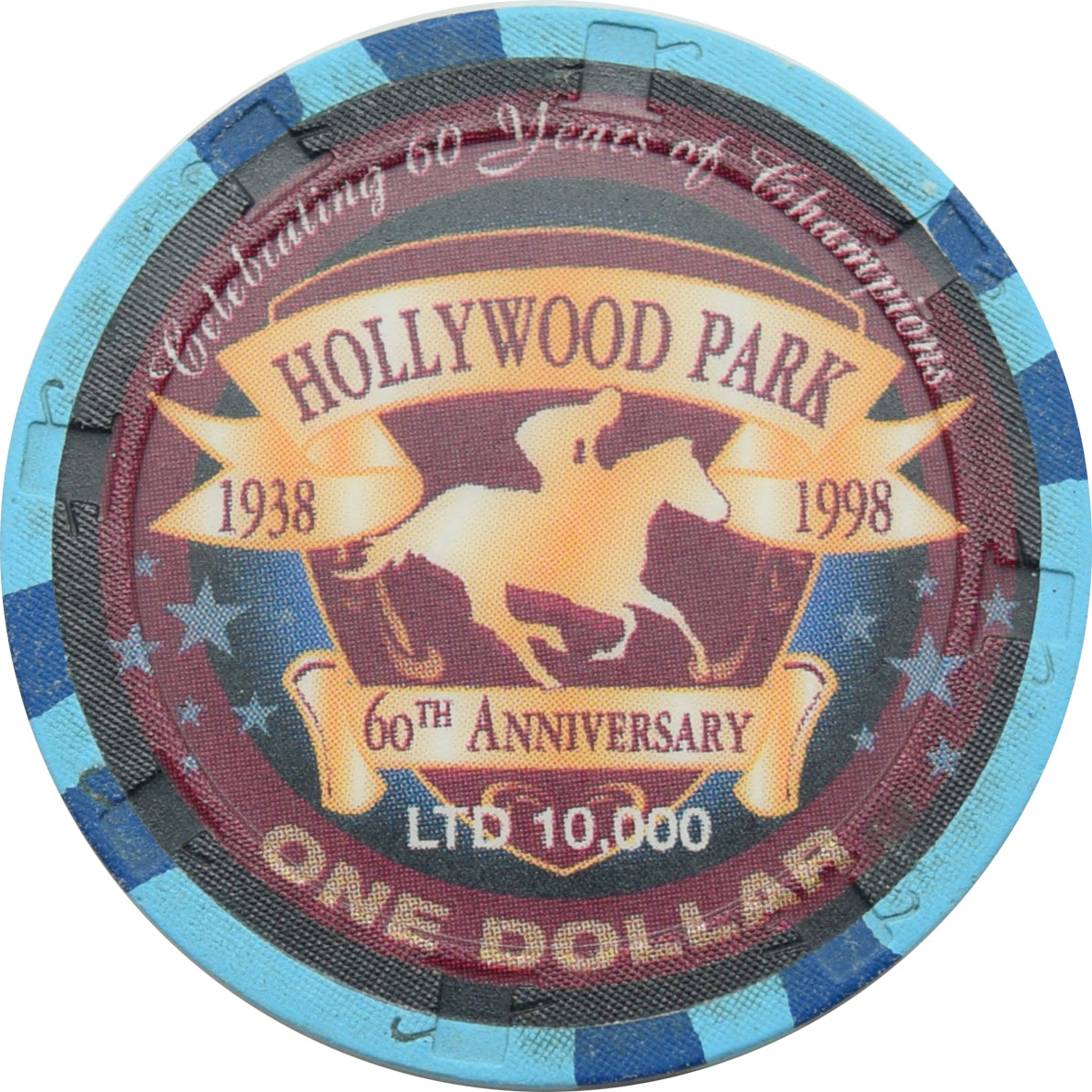 Hollywood Park Casino Inglewood California $1 60th Anniversary Chip