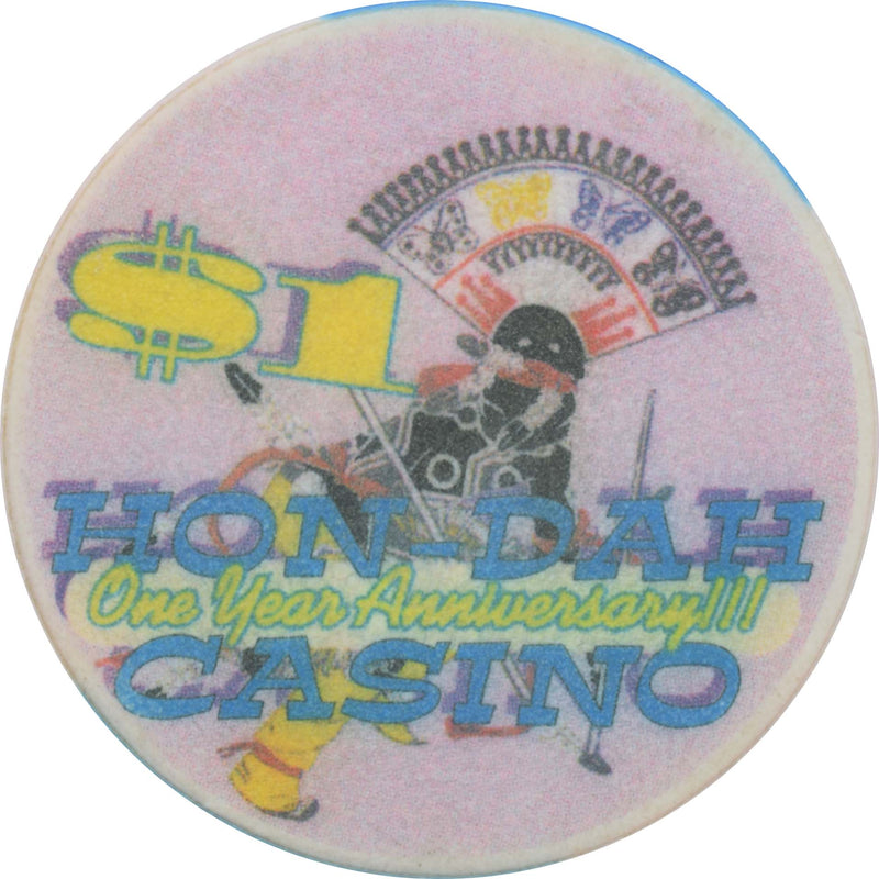HON-DAH Resort Casino Pinetop Arizona $1 One Year Anniversary Chip