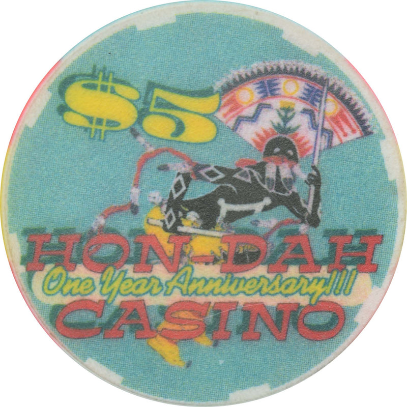 HON-DAH Resort Casino Pinetop Arizona $5 One Year Anniversary Chip