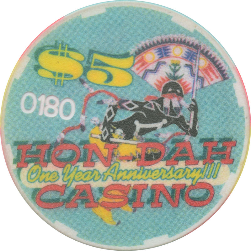 HON-DAH Resort Casino Pinetop Arizona $5 One Year Anniversary Chip