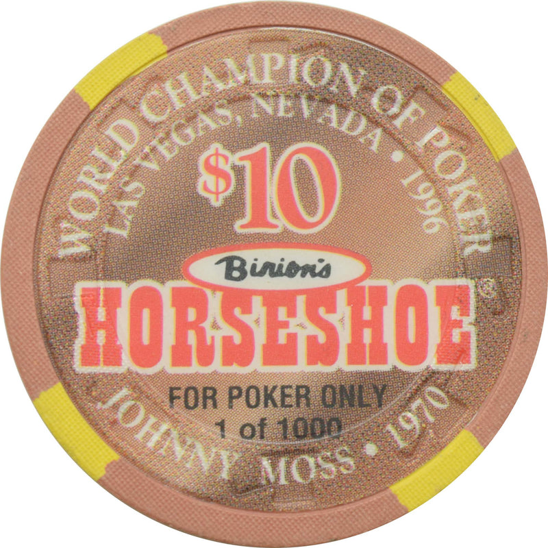 Horseshoe Club Casino Las Vegas Nevada $10 Johnny Moss Chip 1996