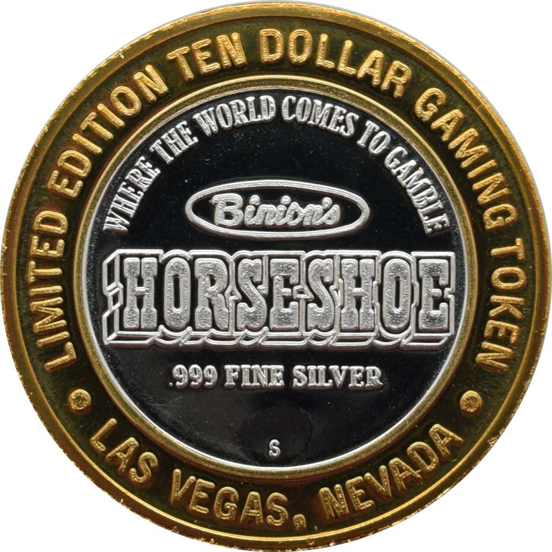 Horseshoe Club Casino Las Vegas "Horseshoe & Money" $10 Silver Strike .999 Fine Silver 1999