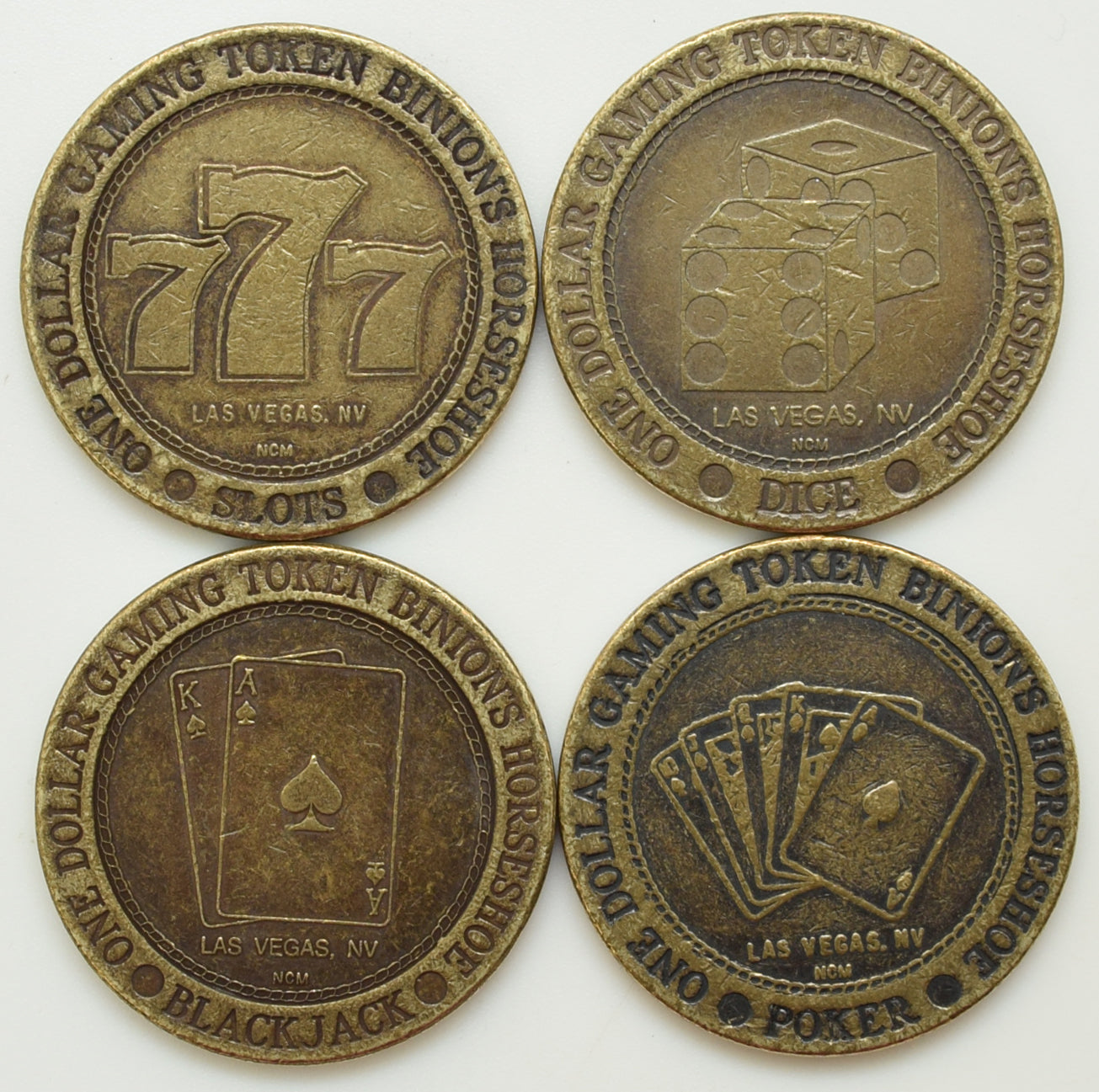 Horseshoe Club Casino Set of 4 $1 Tokens Las Vegas 1990