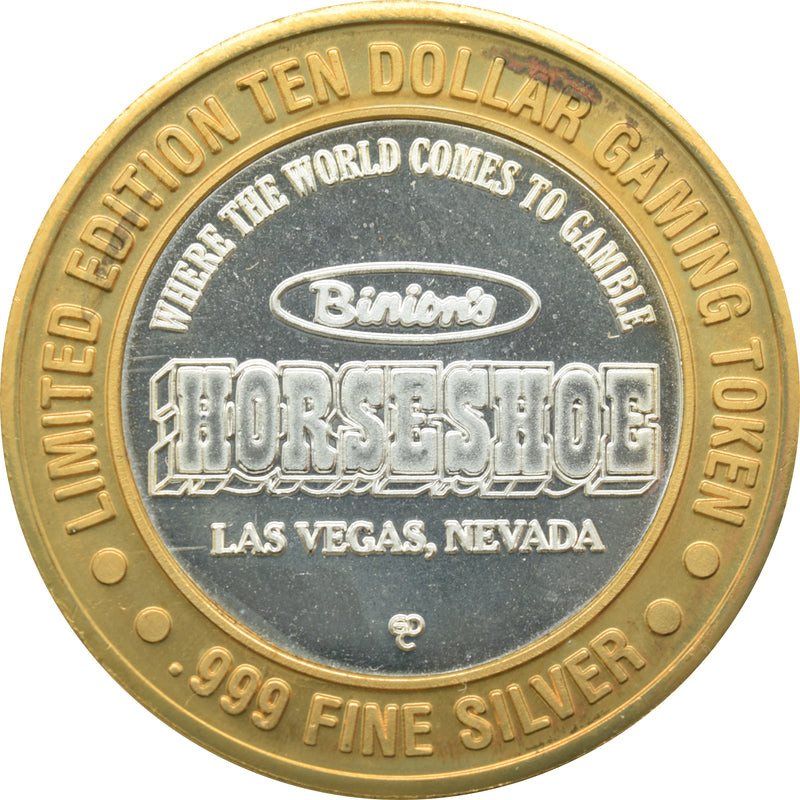 Horseshoe Club Casino Las Vegas "Horseshoe & Money" $10 Silver Strike .999 Fine Silver 1994