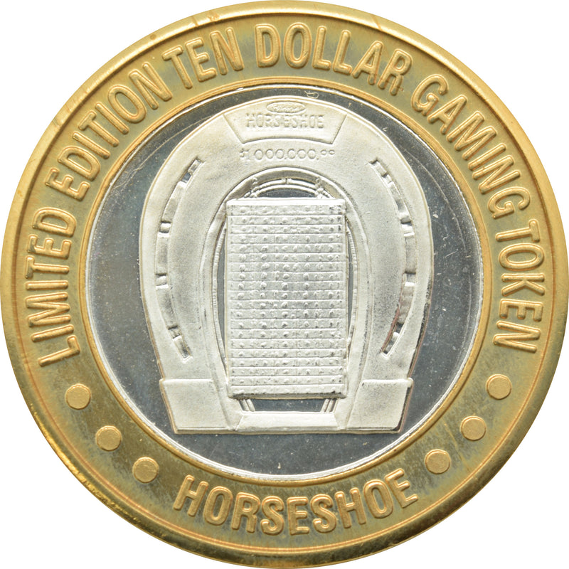Horseshoe Club Casino Las Vegas "Horseshoe & Money" $10 Silver Strike .999 Fine Silver 1994