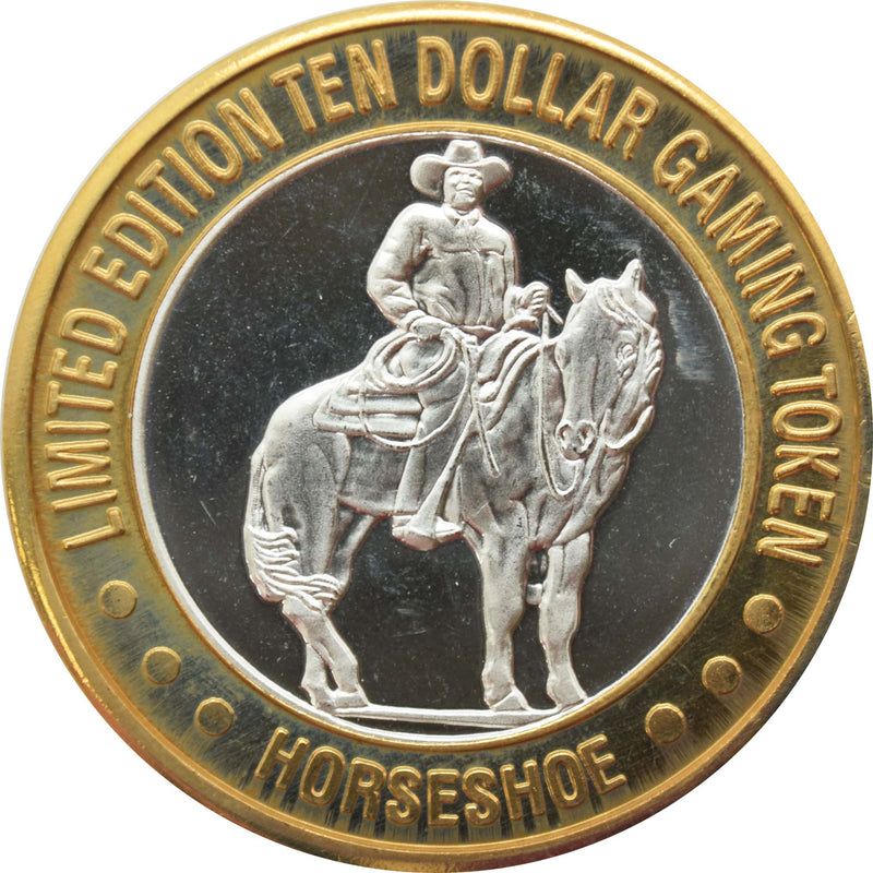 Horseshoe Club (Binion's) Casino Las Vegas "Benny on Horse" $10 Silver Strike .999 Fine Silver 1994