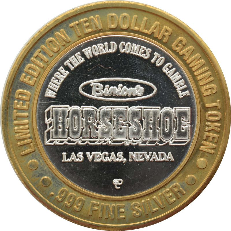 Horseshoe Club (Binion's) Casino Las Vegas "Benny on Horse" $10 Silver Strike .999 Fine Silver 1994