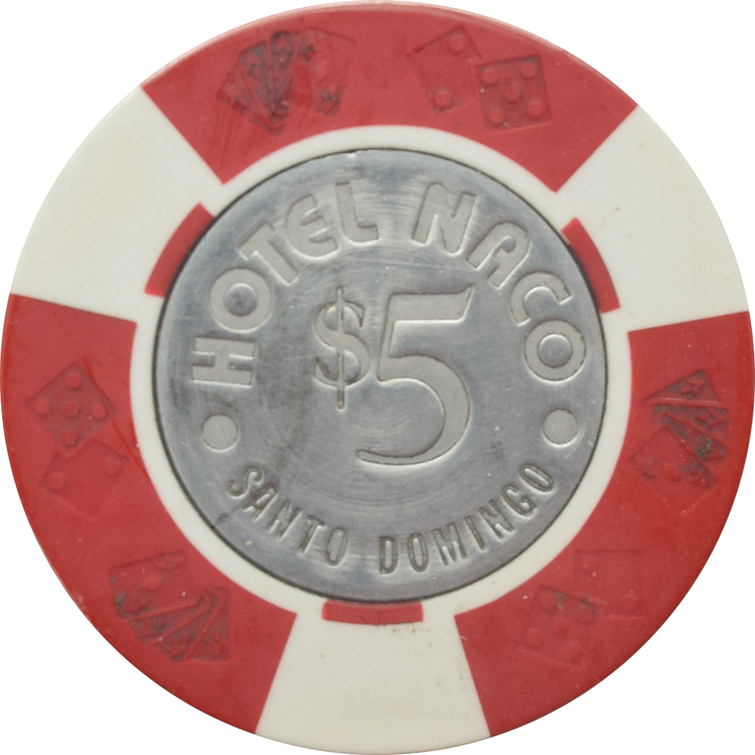 Hotel Naco Casino (Dolphin) Santo Domingo Dominican Republic $5 Coin Inlay Chip