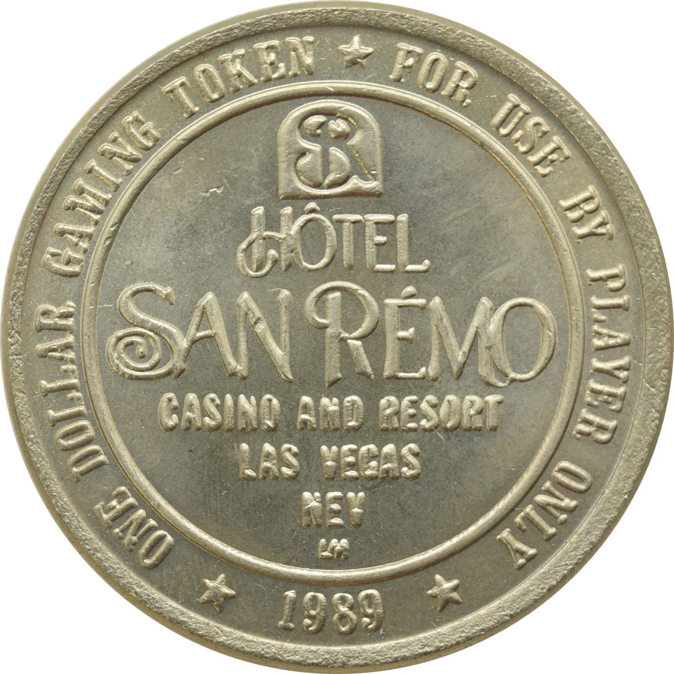 Hotel San Remo Casino Las Vegas NV $1 Token 1989