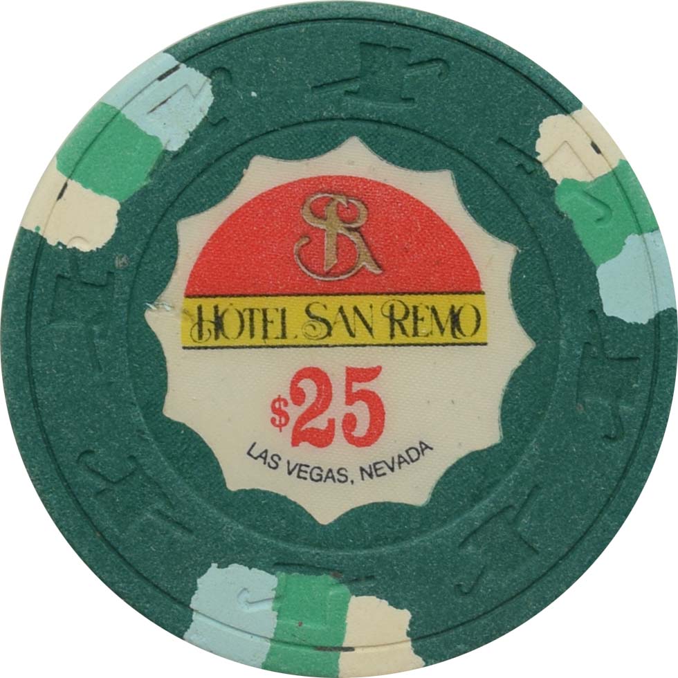 Hotel San Remo Casino Las Vegas Nevada $25 Chip 1989