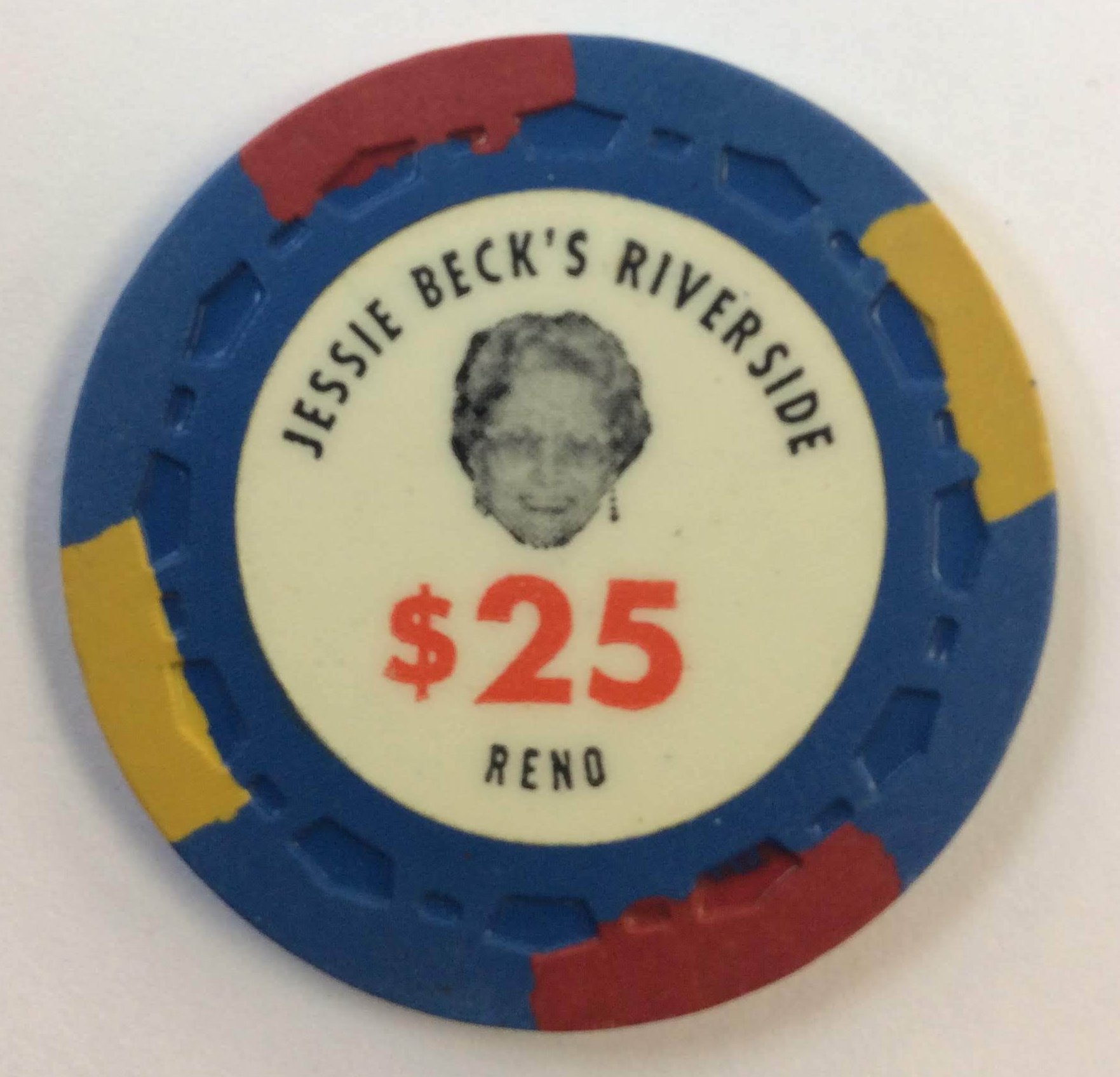 Riverside Jessie Beck's Casino Reno Nevada $25 Chip 1973