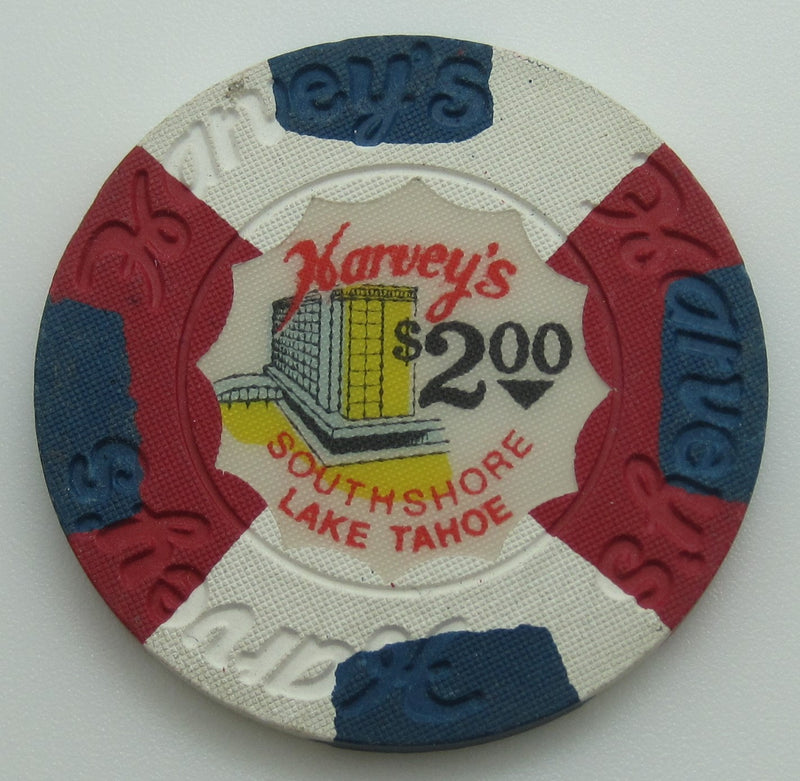 Harvey's Casino Lake Tahoe Nevada $2 Chip With Panes 1976