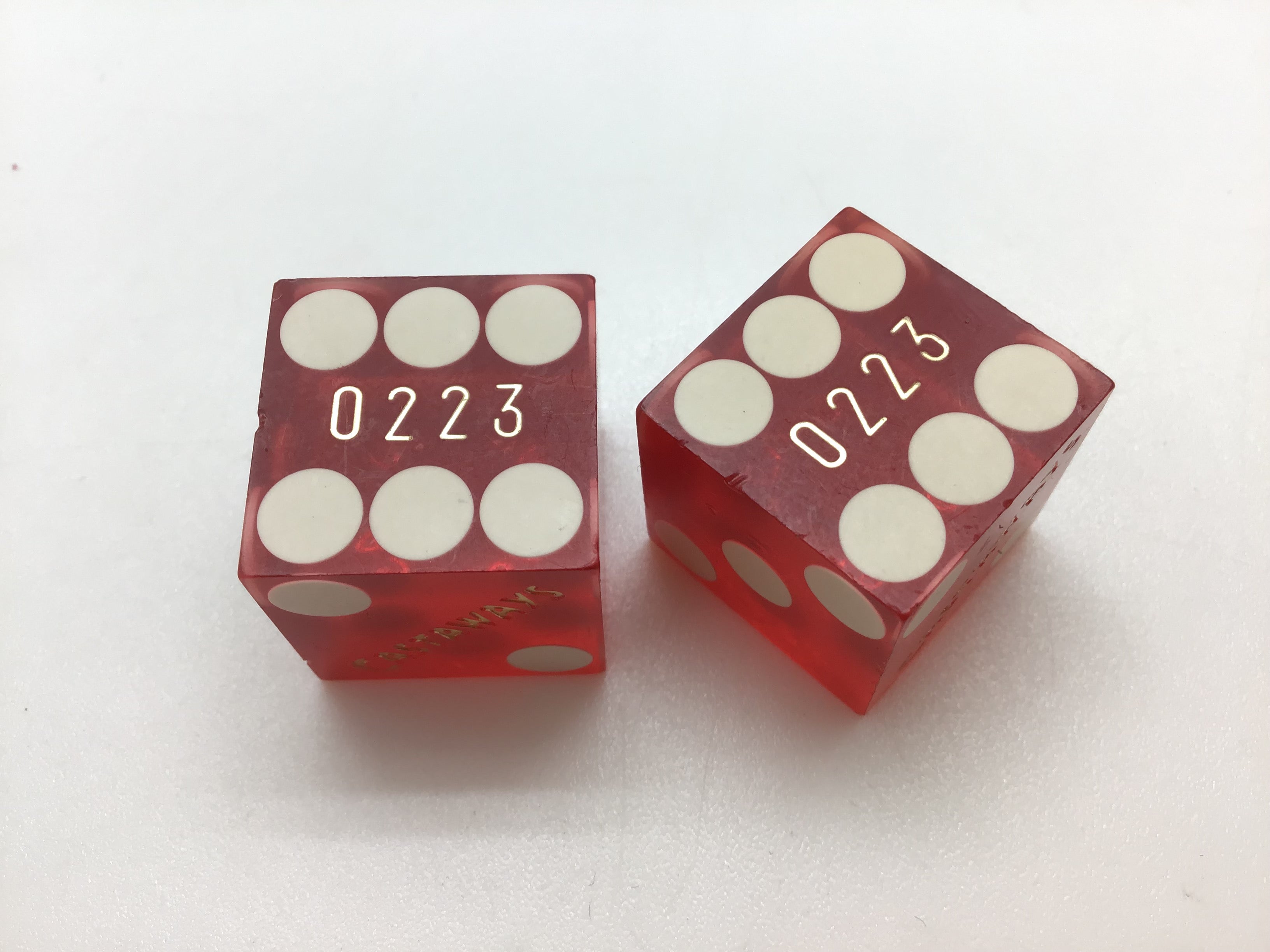 Castaways Casino Las Vegas Red Dice Pair Matching Numbers