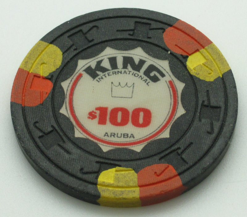 King International Casino Aruba $100 Chip Orange/Yellow Edge Spots