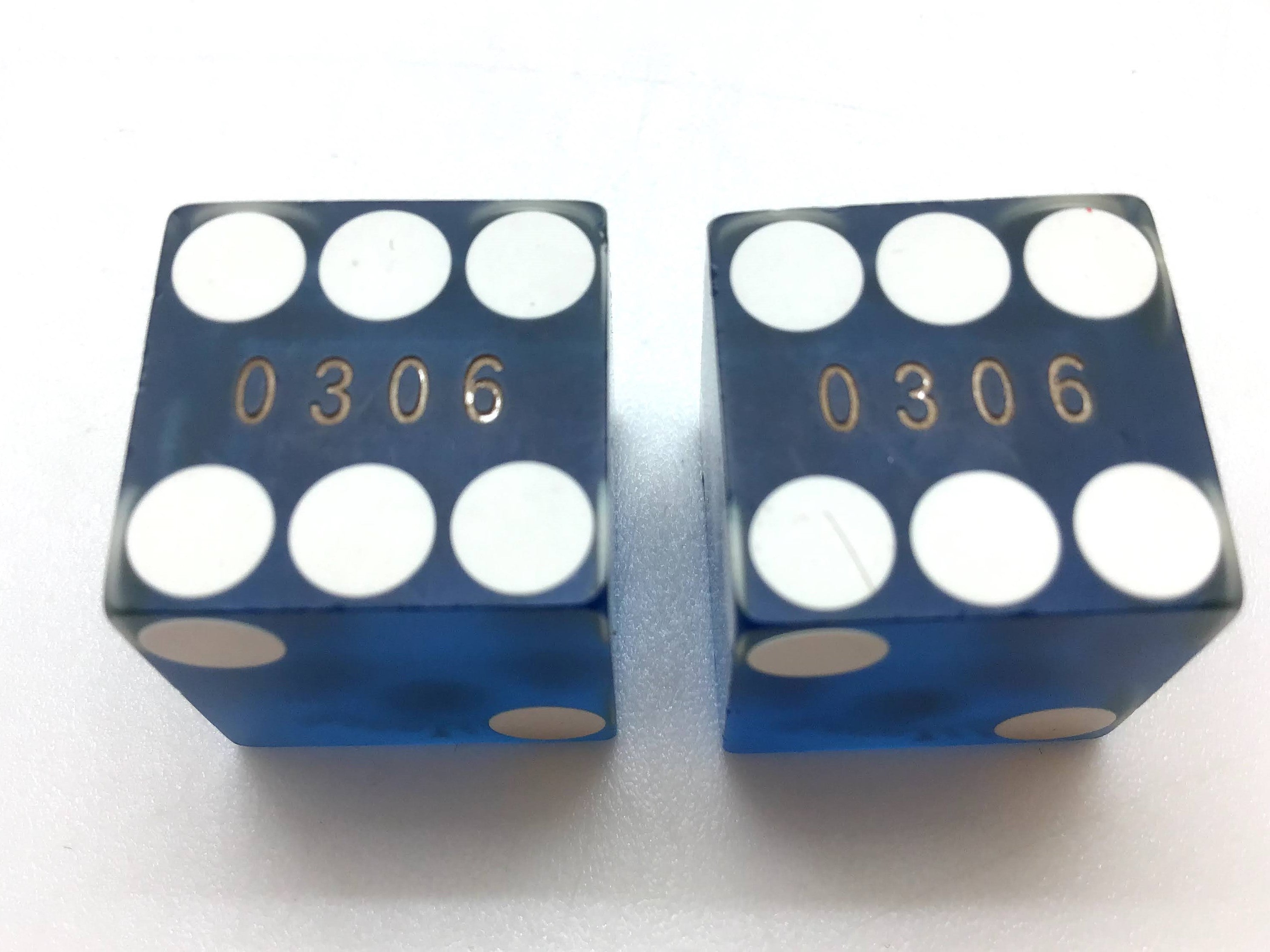 Excalibur Casino Las Vegas Nevada Blue Dice Pair Matching Numbers