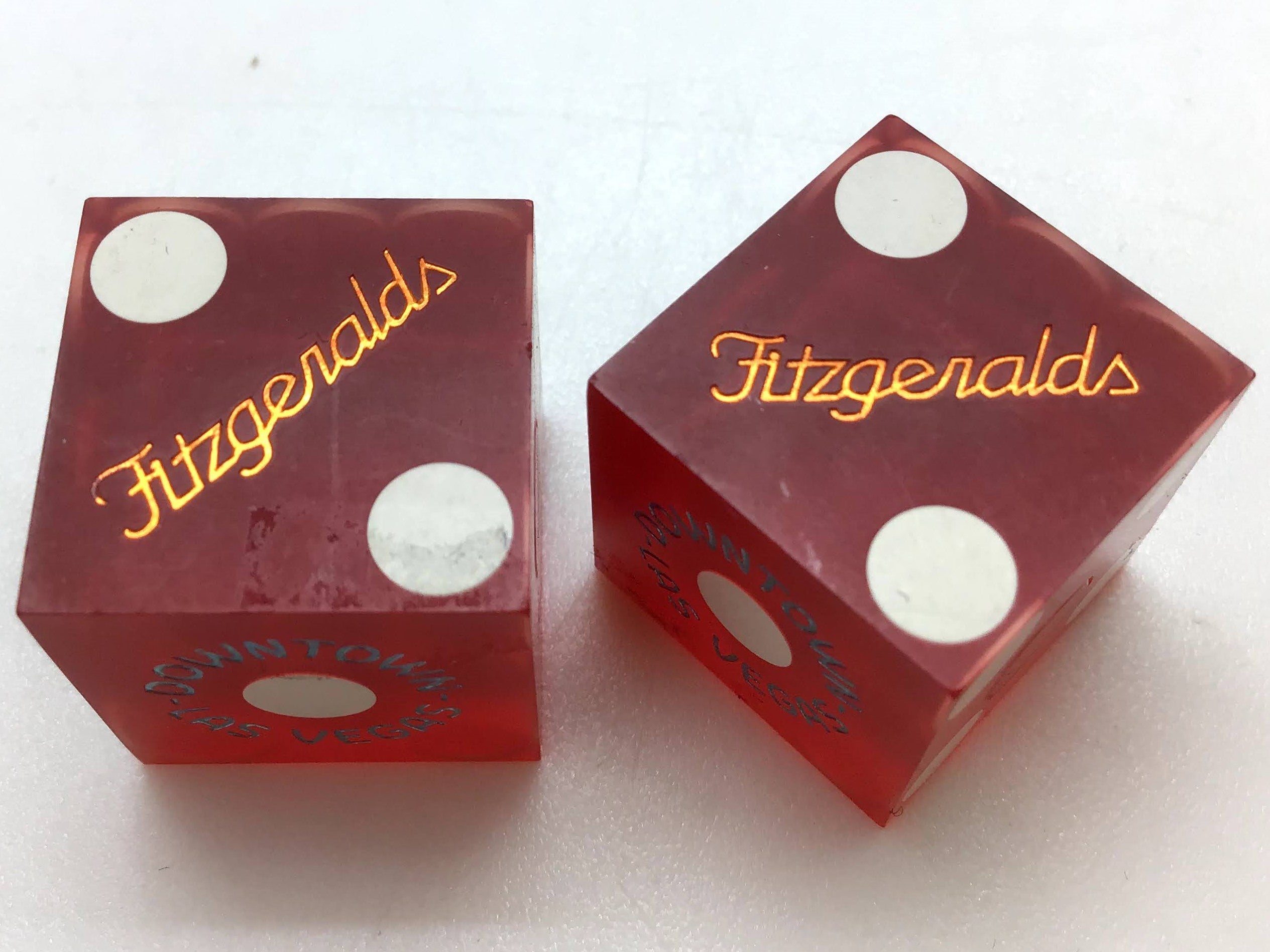 Fitzgeralds Casino Las Vegas Nevada Red Dice Pair Vintage