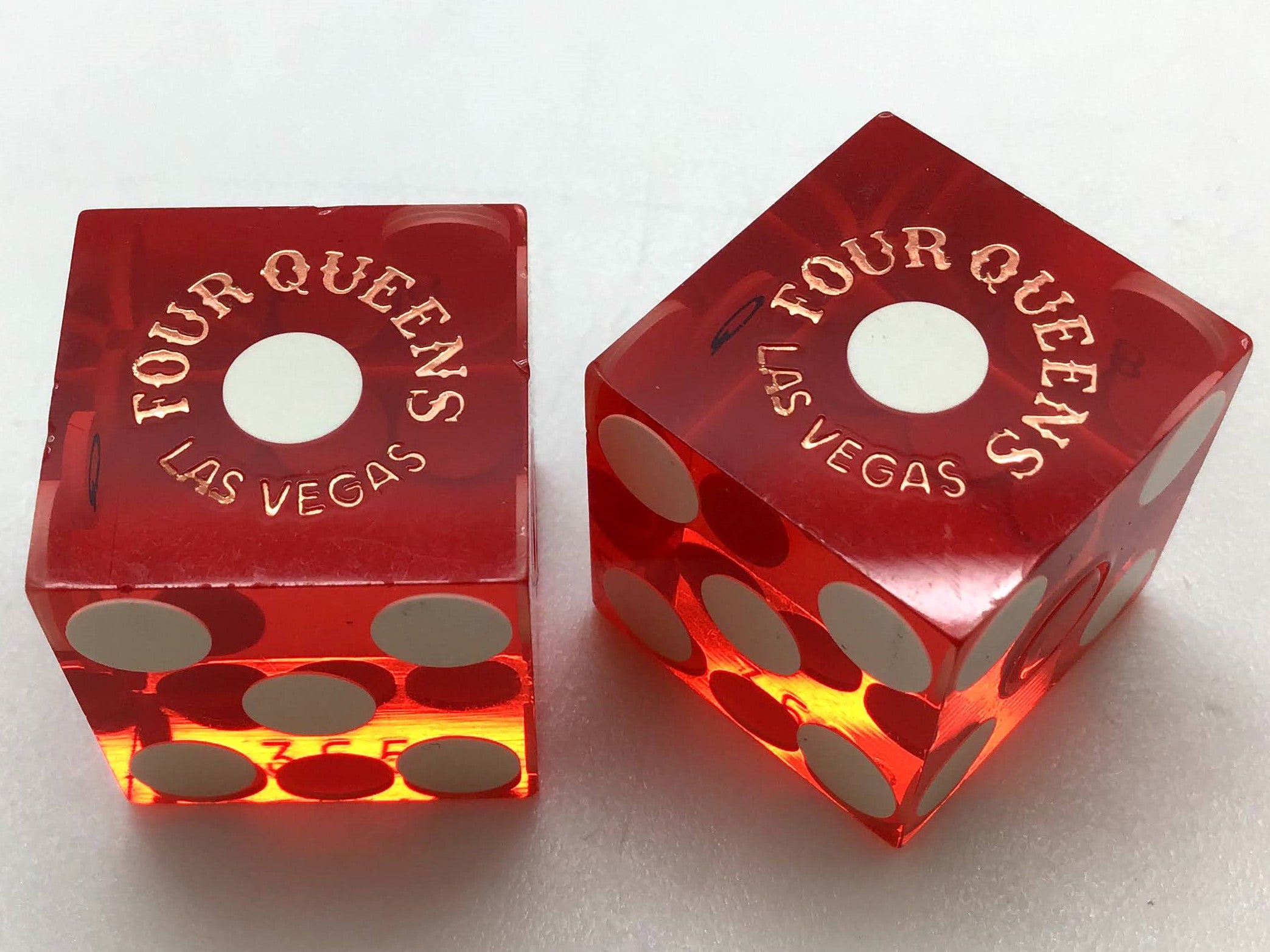 Four Queens Casino Las Vegas Nevada Red Dice Pair Vintage Matching Numbers