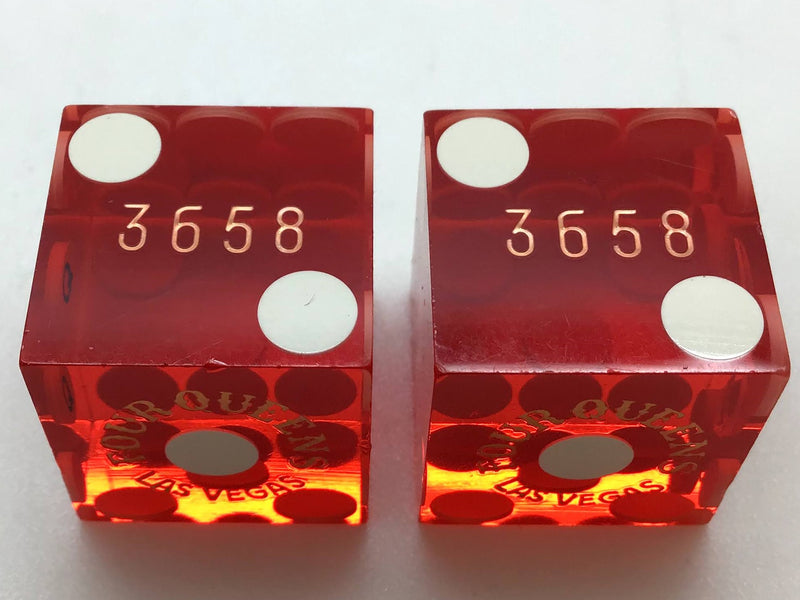 Four Queens Casino Las Vegas Nevada Red Dice Pair Vintage Matching Numbers