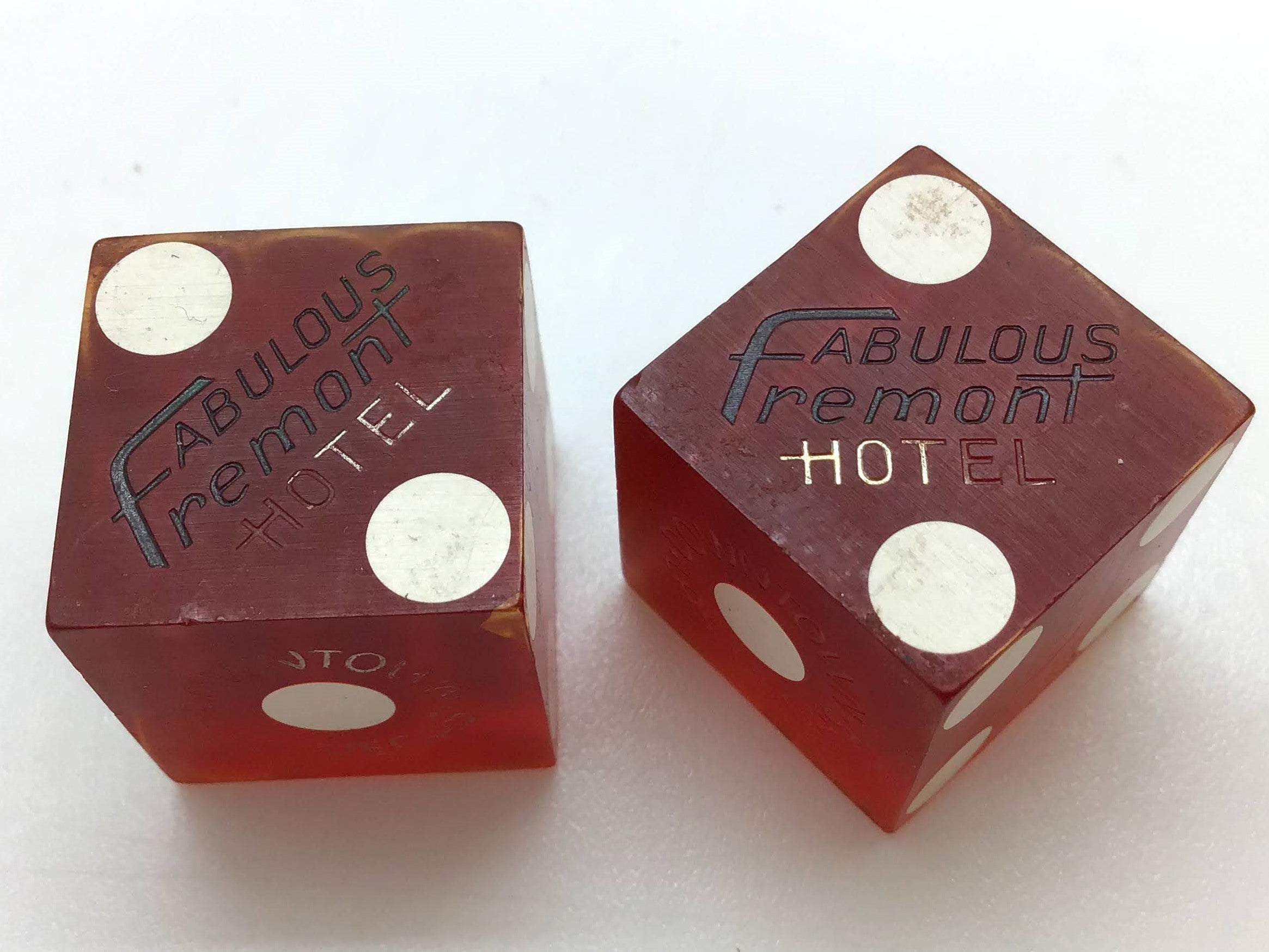 Hotel Fremont Casino Las Vegas Nevada Red Dice Pair Vintage