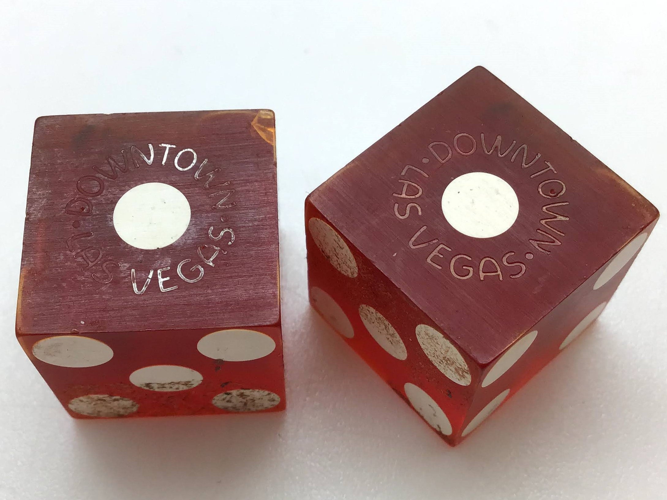 Hotel Fremont Casino Las Vegas Nevada Red Dice Pair Vintage