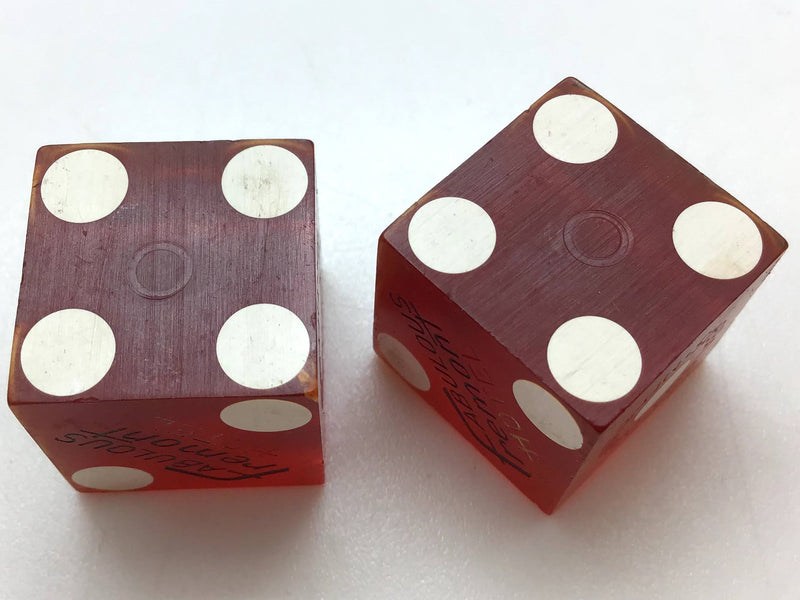 Hotel Fremont Casino Las Vegas Nevada Red Dice Pair Vintage