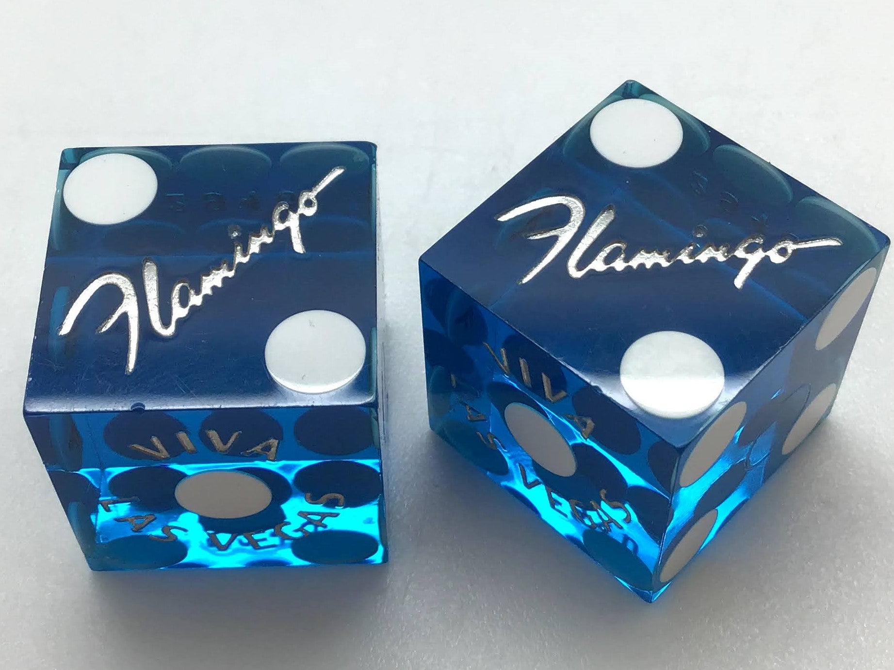 Flamingo Casino Las Vegas Nevada Blue Dice Pair Matching Numbers